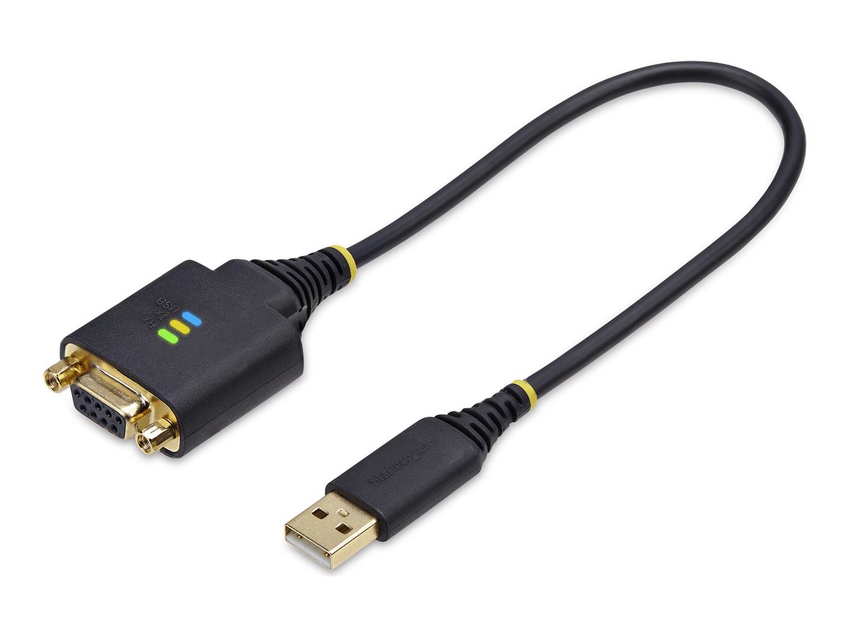 StarTech.com 1ft/30cm USB to Null Modem Serial Adapter Cable, FTDI, RS232 - Câble USB / série - USB (M) pour DB-9 (F) vissable - 30 cm - robuste, moulé - noir - 1P1FFCN-USB-SERIAL - Câbles USB