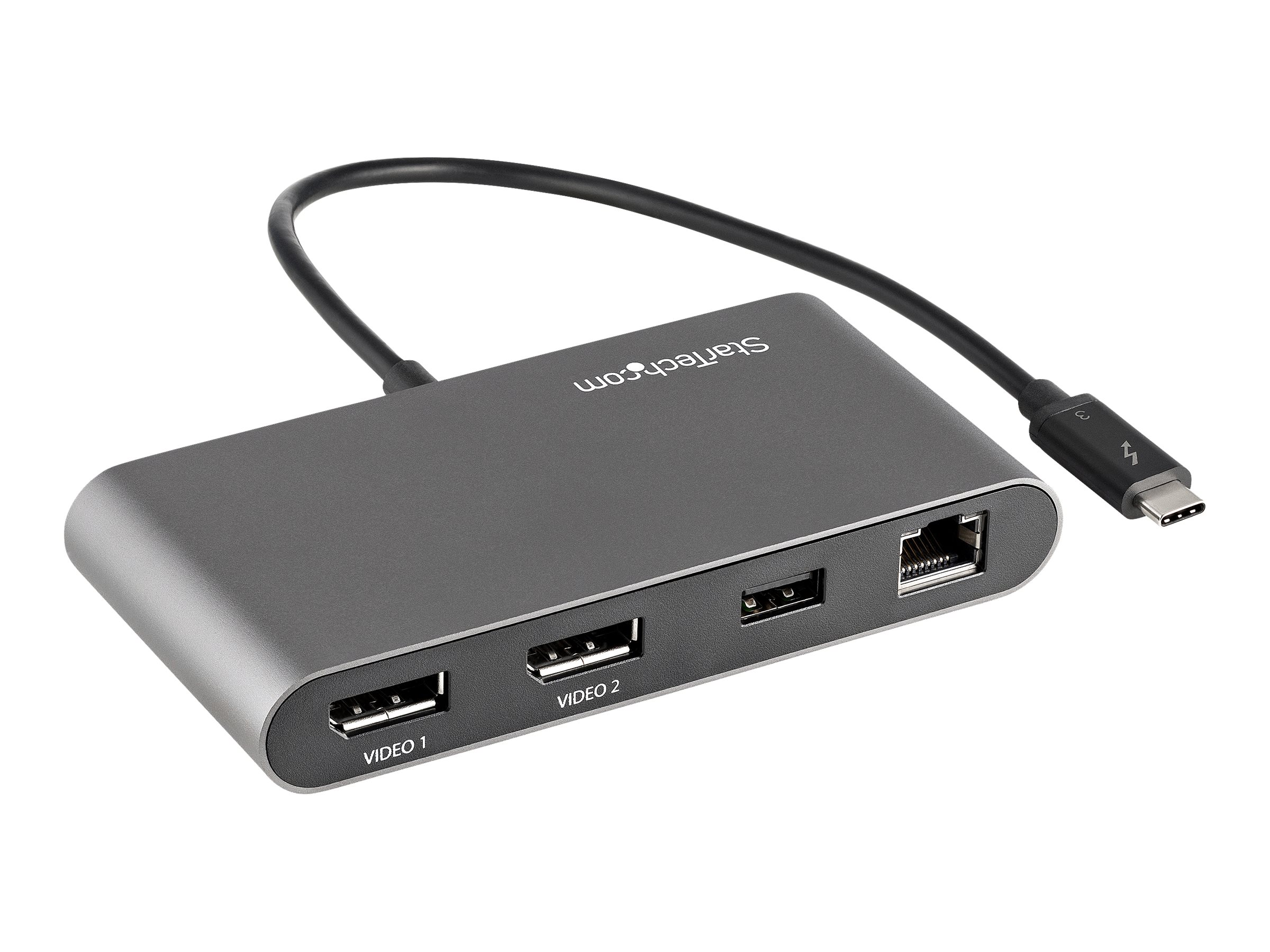 StarTech.com Mini Dock Thunderbolt 3 - Station d'Accueil TB3 à Double Écran - DisplayPort 4K 60Hz - 1x USB-A (3.2) & GbE - Câble 28cm - Adaptateur Multiport pour PC Portable - Mac/Windows (TB3DKM2DPL) - Station d'accueil - Thunderbolt 3 - 2 x DP - 1GbE - TB3DKM2DPL - Stations d'accueil pour ordinateur portable