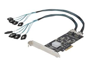 StarTech.com Carte Contrôleur SATA PCIe 8 ports - Carte SATA PCI Express 6Gbps 4 Contrôleurs Hôte - Carte Contrôleur SATA PCIe - PCI-e x4 Gen 2 vers SATA III - SATA HDD/SSD (8P6G-PCIE-SATA-CARD) - Contrôleur de stockage - SATA 6Gb/s / SAS 6Gb/s - profil bas - PCIe 2.0 x4 - noir - 8P6G-PCIE-SATA-CARD - Adaptateurs de stockage