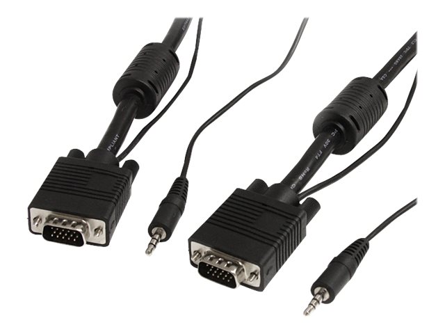 StarTech.com Cable video coaxial pour ecran VGA haute resolution 2 m avec audio HD15 M/M - Câble VGA - HD-15 (VGA), mini-phone stereo 3.5 mm (M) pour HD-15 (VGA), mini-phone stereo 3.5 mm (M) - 2 m - moulé, vis moletées - noir - MXTHQMM2MA - Câbles pour périphérique