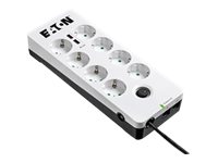 Eaton Protection Box 8 USB Tel@ Din - Protection contre les surtensions - CA 220-250 V - 2500 Watt - connecteurs de sortie : 8 - blanc - PB8TUD - Parasurtenseurs et PDU