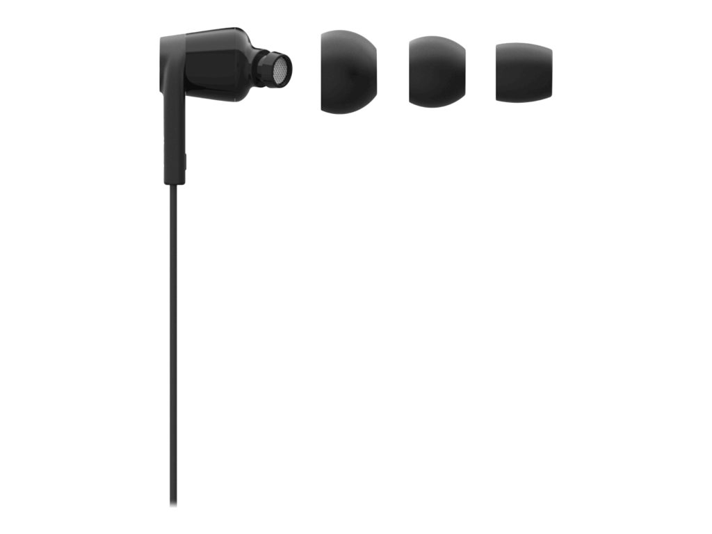 Belkin ROCKSTAR - Écouteurs avec micro - intra-auriculaire - filaire - Lightning - isolation acoustique - noir - pour Apple 10.5-inch iPad Pro; iPad mini 4; iPhone 7, 7 Plus, 8, 8 Plus, X, XR, XS, XS Max - G3H0001btBLK - Écouteurs