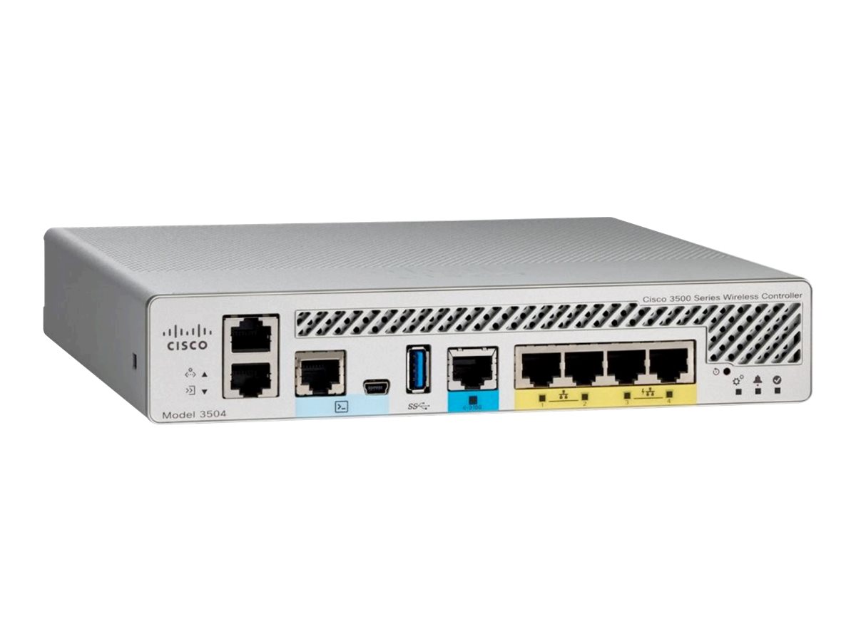 Cisco Wireless Controller 3504 - Périphérique d'administration réseau - 4 ports - PPP, 10GbE - Wi-Fi 5 - reconditionné - bureau - AIR-CT3504-K9-RF - Traffic Balancers & Optimizers