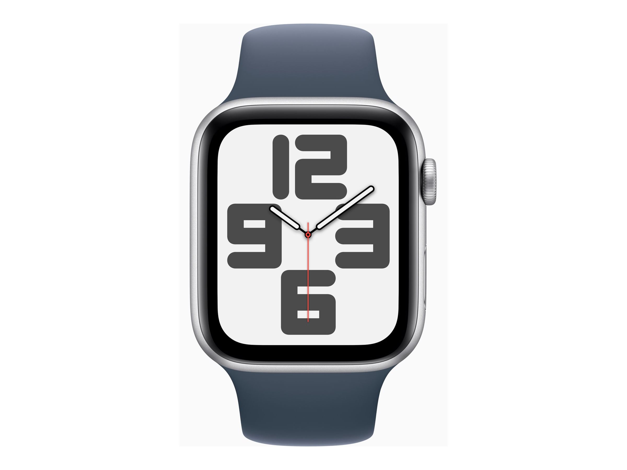 Apple Watch SE (GPS + Cellular) - 2e génération - 44 mm - aluminium argenté - montre intelligente avec bande sport - fluoroélastomère - bleu orage - taille du bracelet : M/L - 32 Go - Wi-Fi, LTE, Bluetooth - 4G - 33 g - MRHJ3QF/A - Montres intelligentes