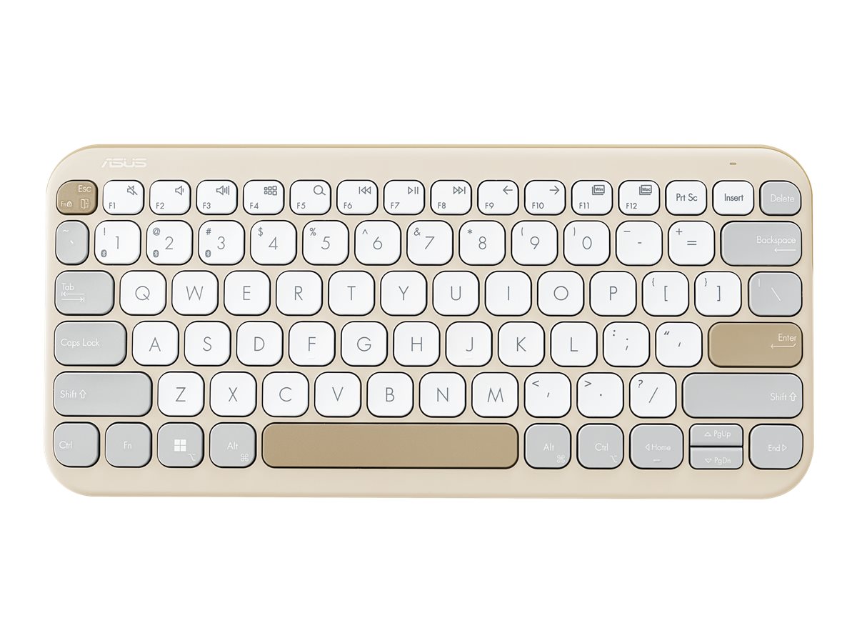 ASUS Marshmallow KW100 - Clavier - déplacement de touche de 1,6 mm, durée de vie de 10 millions de clics - 75% - compact - sans fil - Bluetooth 5.0 - lait d'avoine - 90XB0880-BKB0C0 - Claviers