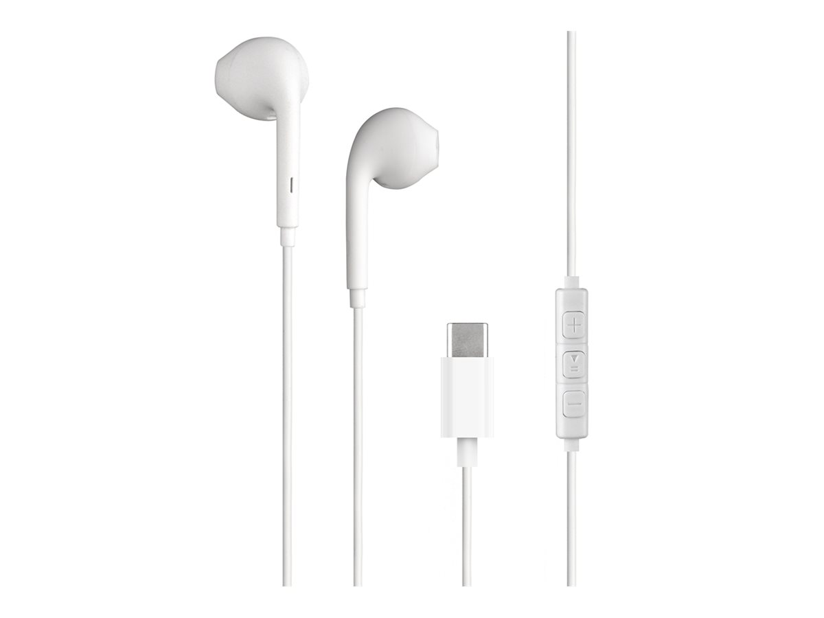 BIGBEN Connected - Écouteurs avec micro - embout auriculaire - filaire - USB-C - blanc - KPBOUTONUSBCRW - Écouteurs