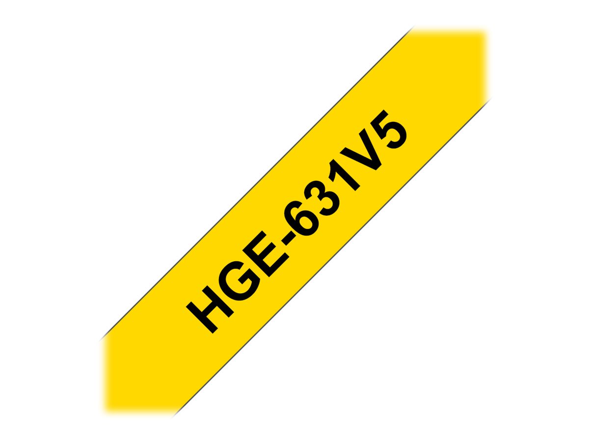 Brother HGE-631V5 - Noir sur jaune - Rouleau (1,2 cm x 8 m) 5 cassette(s) ruban laminé - pour P-Touch PT-9500pc, PT-9700PC, PT-9800PCN - HGE631V5 - Papier pour rouleau