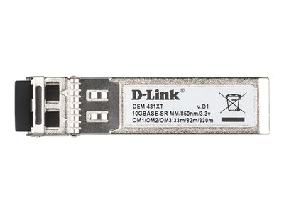 D-Link DEM 431XT - Module transmetteur SFP+ - 10GbE - 10GBase-SR - jusqu'à 300 m - pour DGS 3630; DMS 3130; DXS 1100, 1210, 3400, 3600; Web Smart DXS-1210-12 - DEM-431XT - Transmetteurs optiques