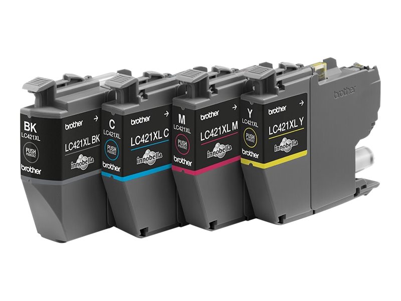 Brother LC421XL - Pack de 4 - XL - noir, jaune, cyan, magenta - original - cartouche d'encre - pour Brother DCP-J1140DW, MFC-J1010DW, MFC-J1012DW - LC421XLVAL - Cartouches d'encre Brother