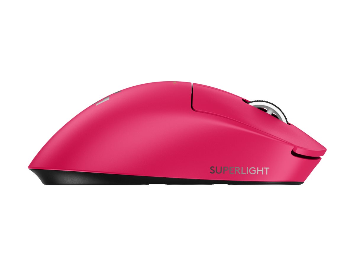 Logitech G PRO X SUPERLIGHT 2 DEX - Souris - jeux - ergonomique - pour droitiers - optique - 5 boutons - sans fil, filaire - 2.4 GHz, USB - rose - 910-007374 - Souris