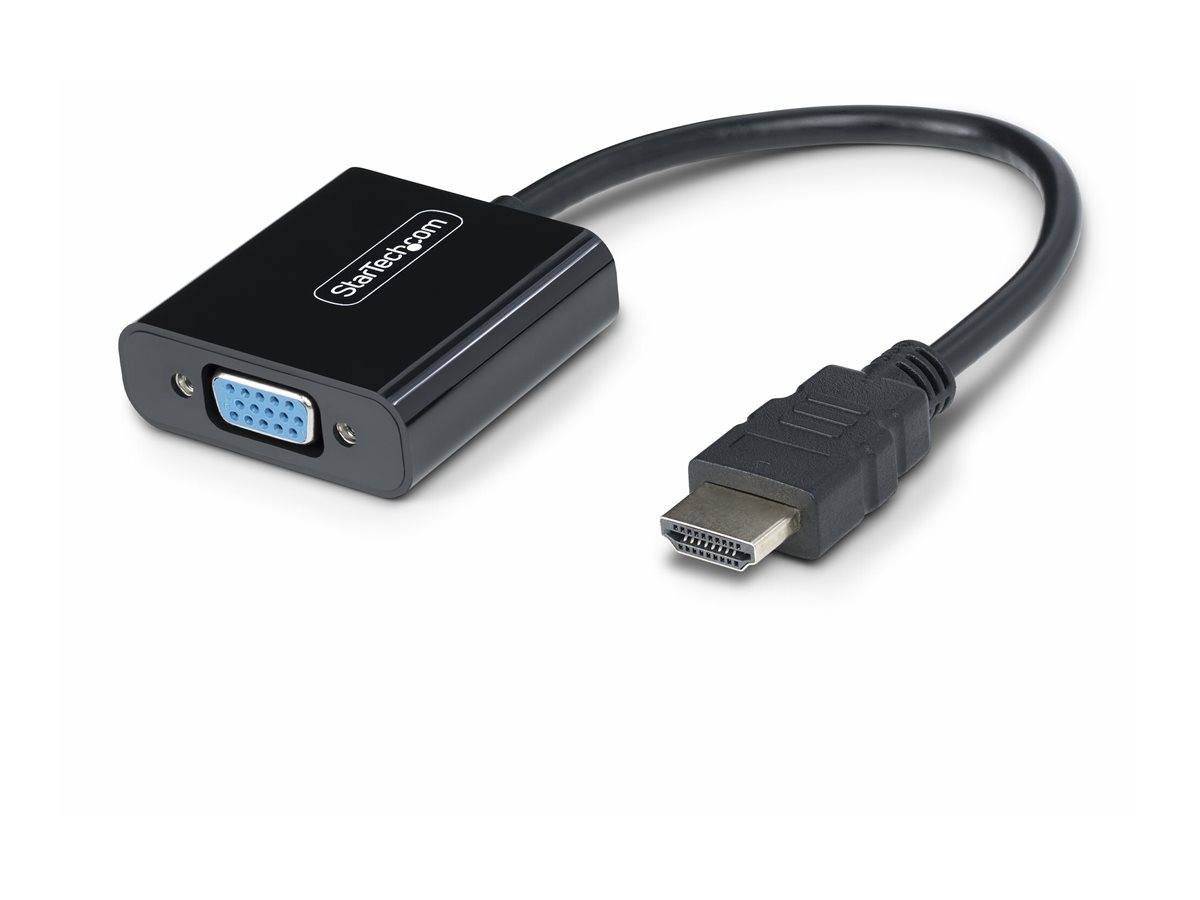 StarTech.com HDMI to VGA Adapter, 1080p, Active Video Converter - Adaptateur vidéo - HDMI mâle pour HD-15 (VGA) femelle - 18.95 cm - noir - support 1080p, actif, alimenté par le bus - HD2VGAE3 - Accessoires pour systèmes audio domestiques