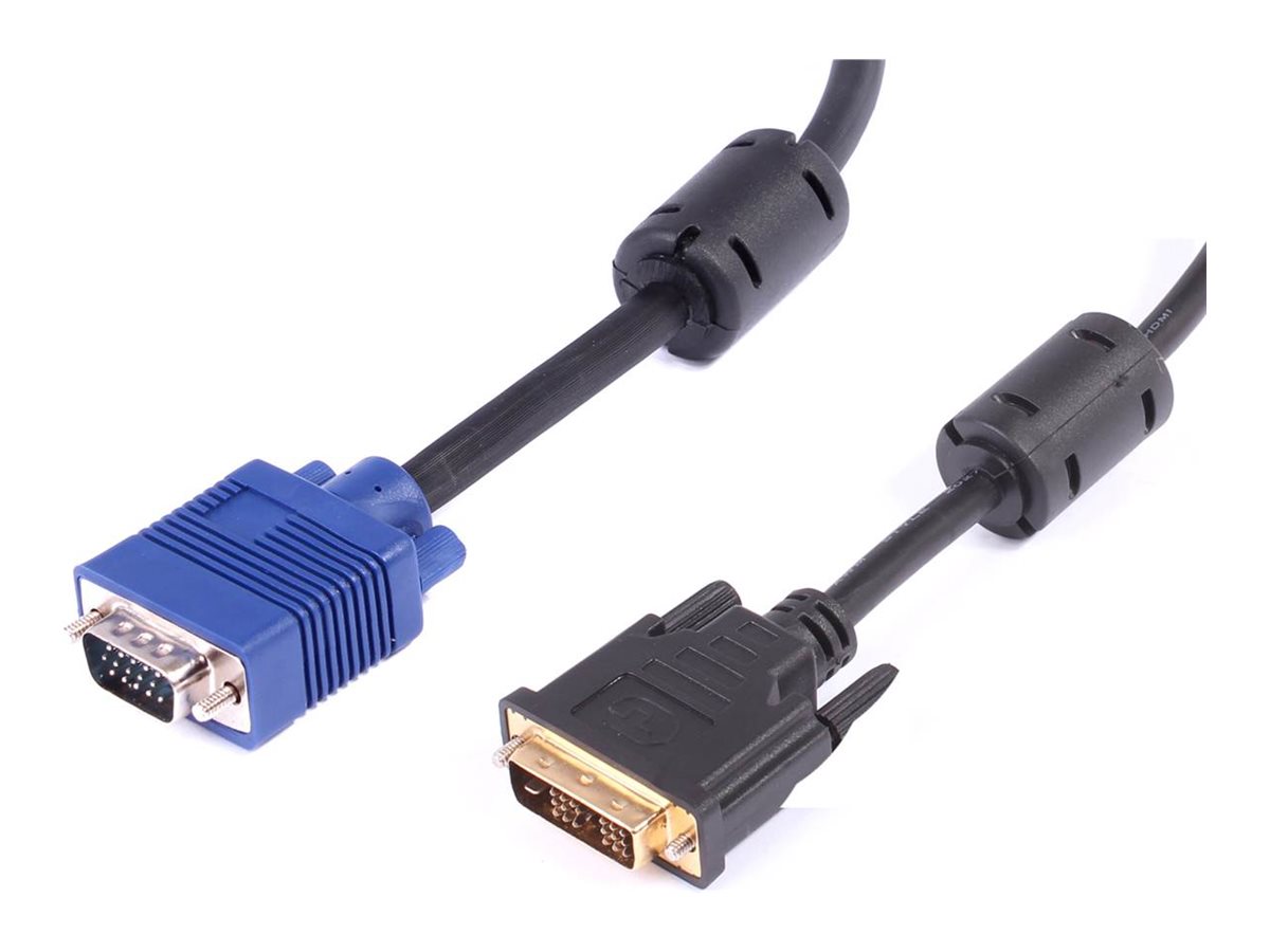 Uniformatic - Câble adaptateur - DVI-A mâle pour HD-15 (VGA) mâle - 3 m - vis moletées - 12104 - Accessoires pour téléviseurs