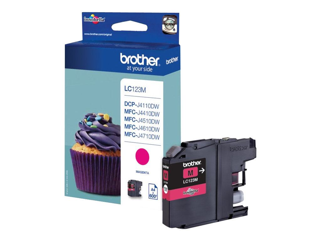 Brother LC123M - À rendement élevé - magenta - original - cartouche d'encre - pour Brother DCP-J100, J105, J132, J152, J552, J752, MFC-J245, J470, J650, J6520, J6720, J6920 - LC123M - Cartouches d'imprimante