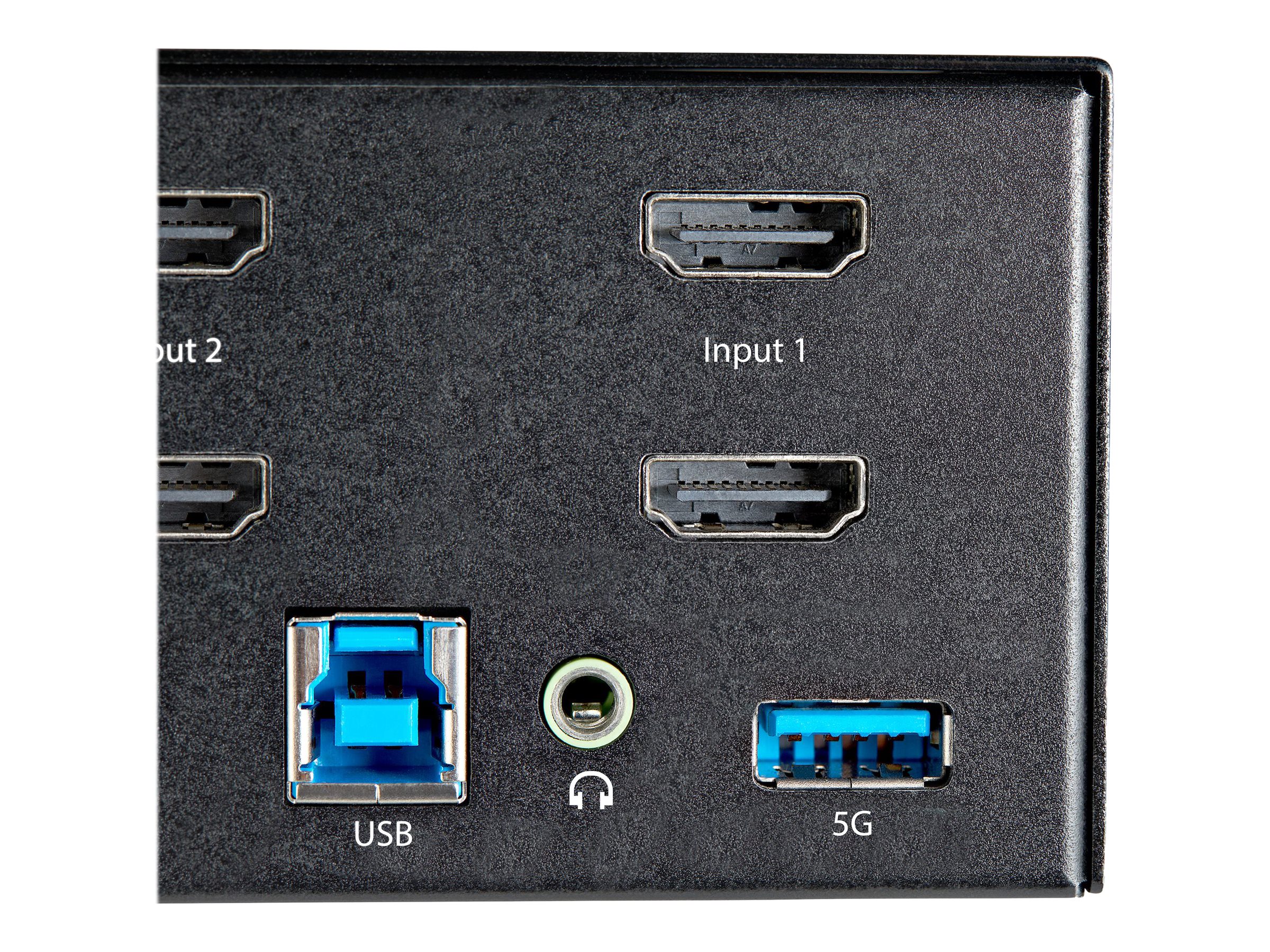 StarTech.com Commutateur KVM HDMI 2.0, 2 Ports, 2 Écrans - 4K 60Hz Ultra HDR - KVM de Bureau 4K HDMI 2.0 avec Hub USB 3.0, 2 Ports (5Gbps) et 4x USB 2.0 HID, Audio - TAA (SV231DHU34K6) - Commutateur écran-clavier-souris/audio - 2 x KVM / audio - de bureau - Conformité TAA - SV231DHU34K6 - Commutateurs KVM