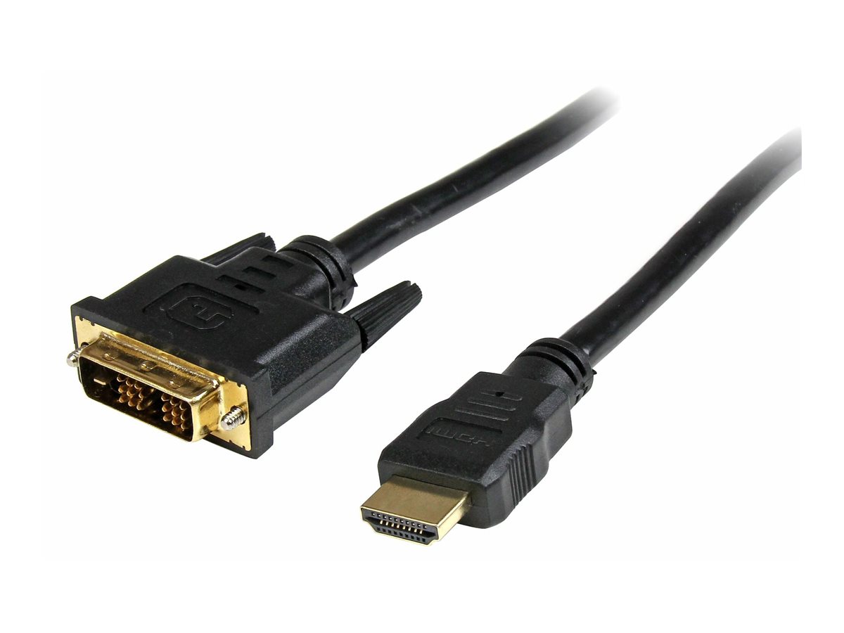StarTech.com Câble HDMI vers DVI de 50cm - Cordon / Câble adaptateur HDMI DVI-D - Mâle / Mâle - Noir, Plaqués or - Câble adaptateur - DVI-D mâle pour HDMI mâle - 50 cm - double blindage - noir - HDDVIMM50CM - Câbles HDMI