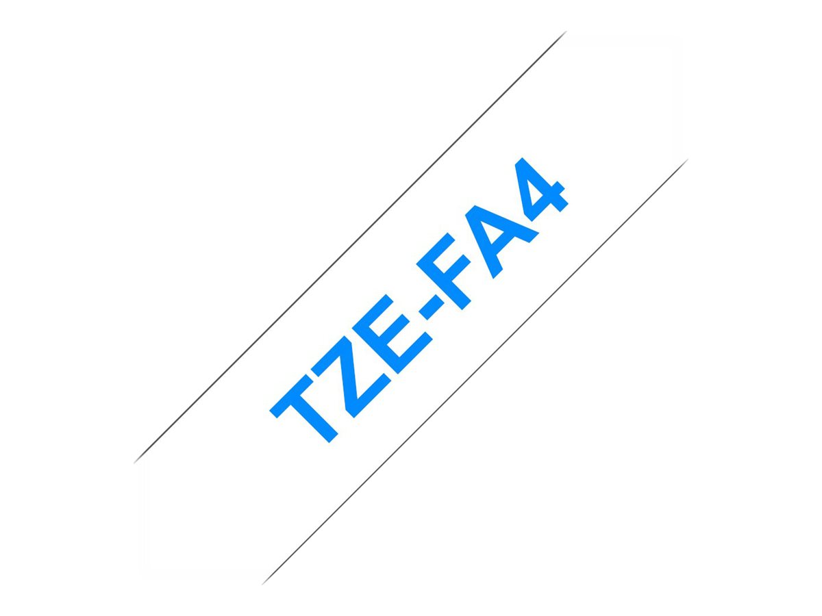 Brother TZe-FA4 - Tissu - bleu sur blanc - Rouleau (1,8 cm x 3 m) 1 cassette(s) ruban - pour P-Touch PT-3600, D400, D450, D600, E300, E550, H101, H300, H500, P700, P750, P900, P950 - TZEFA4 - Rouleaux de papier