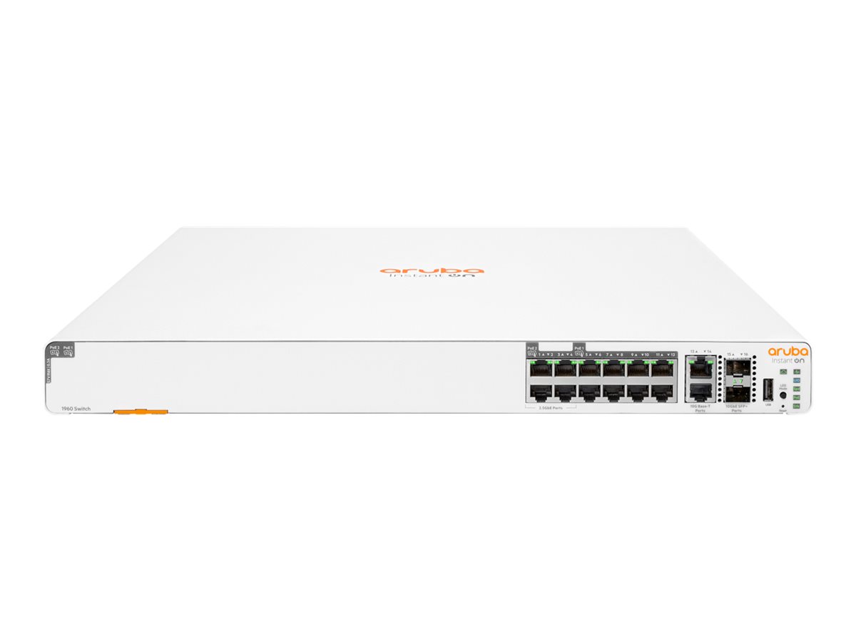 HPE Aruba Instant On 1960 - Commutateur - Géré - 4 x 2.5GBase-T + 8 x 100/1000/10GBase-T + 2 x 100/1000/10GBase-T + 2 x 10 Gigabit SFP+ - Montable sur rack - PoE (480 W) - S0F35A#ABB - Commutateurs gérés