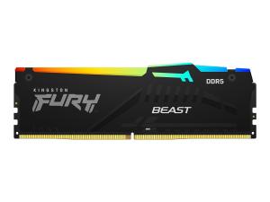 Kingston FURY Beast RGB - DDR5 - kit - 32 Go: 2 x 16 Go - DIMM 288 broches - 5200 MHz / PC5-41600 - CL40 - 1.25 V - mémoire sans tampon - on-die ECC - KF552C40BBAK2-32 - DDR5