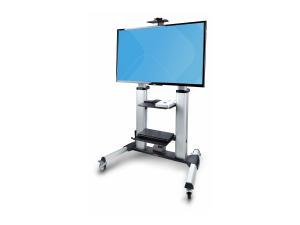 StarTech.com Rolling TV Cart/Stand On Wheels, Up to 100inch/220lb Screens - Chariot - pour écran plat - plastique, aluminium, acier - noir, argent - Taille d'écran : 60"-100" - 1110C-MOBILE-TV-CART - Chariots