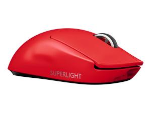 Logitech G PRO X SUPERLIGHT - Souris - optique - 5 boutons - sans fil - 2.4 GHz - récepteur USB Logitech LIGHTSPEED - rouge - 910-006785 - Souris