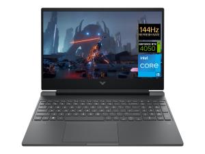 Victus by HP Laptop 15-fa1017nf - Intel Core i5 - 12500H / jusqu'à 4.5 GHz - Win 11 Home - GF RTX 4050 - 16 Go RAM - 512 Go SSD NVMe, TLC - 15.6" IPS 1920 x 1080 (Full HD) @ 144 Hz - Gigabit Ethernet - Wi-Fi 6, Bluetooth - argent mica, chrome noir (logo) - clavier : Français - 824V4EA#ABF - Ordinateurs portables