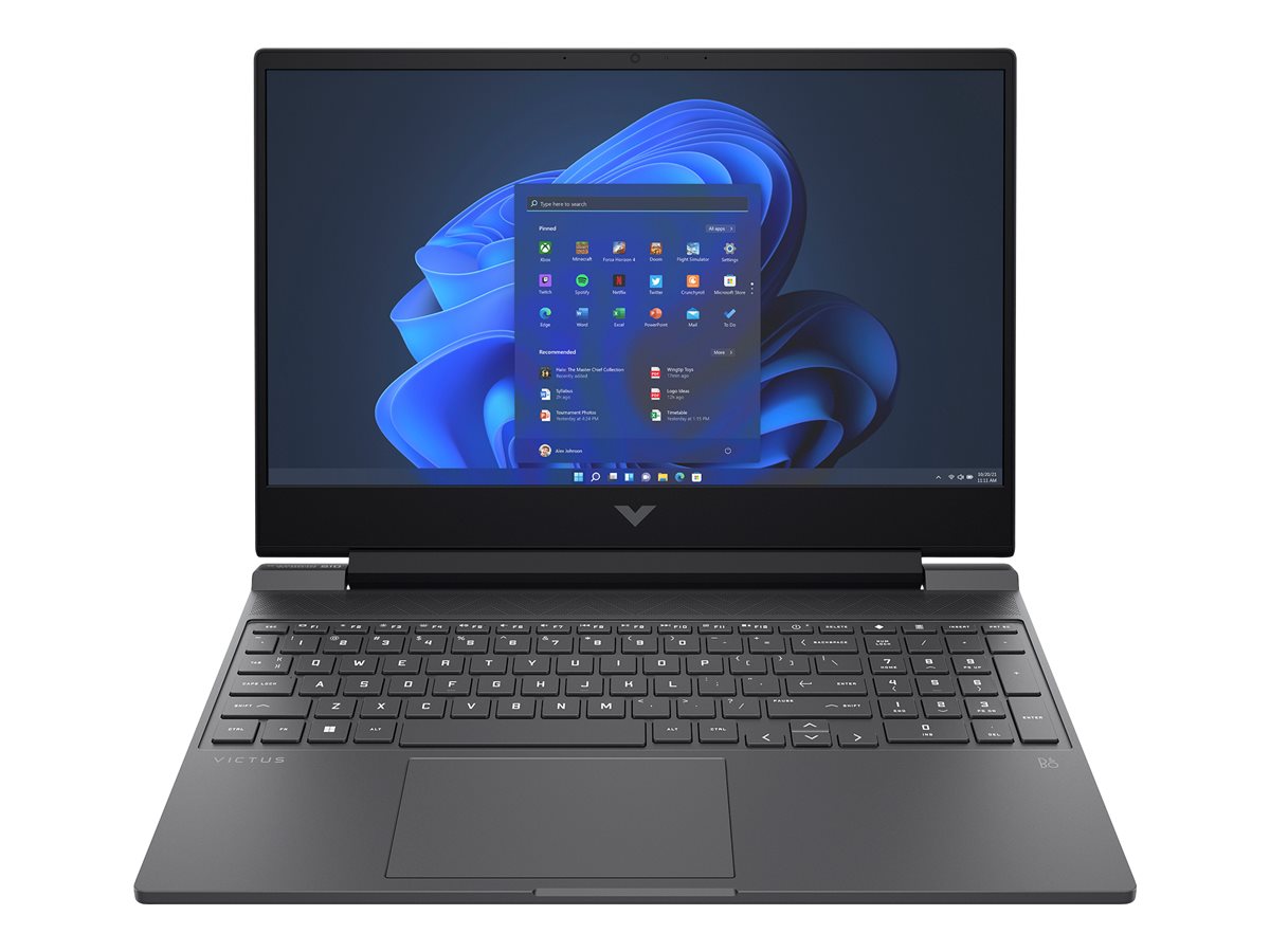 Victus by HP Laptop 15-fa1095nf - Intel Core i7 - 13620H / jusqu'à 4.9 GHz - Win 11 Home - GeForce RTX 4060 - 16 Go RAM - 512 Go SSD NVMe - 15.6" IPS 1920 x 1080 (Full HD) @ 144 Hz - Gigabit Ethernet - Wi-Fi 6, Bluetooth - logo chrome foncé, argent mica - clavier : Français - A94XDEA#ABF - Ordinateurs portables