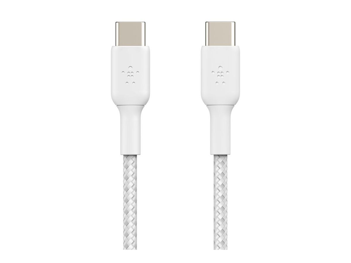 Belkin BOOST CHARGE - Câble USB - 24 pin USB-C (M) pour 24 pin USB-C (M) - USB 2.0 - 3 A - 1 m - USB Power Delivery (60W) - blanc (pack de 2) - CAB004BT1MWH2PK - Câbles USB