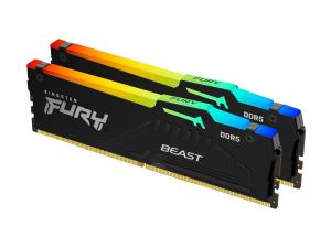 Kingston FURY Beast RGB - DDR5 - kit - 32 Go: 2 x 16 Go - DIMM 288 broches - 5600 MHz / PC5-44800 - CL40 - 1.25 V - mémoire sans tampon - on-die ECC - KF556C40BBAK2-32 - DDR5