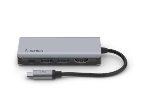 Belkin CONNECT 4 en 1 - Adaptateur de concentrateur multiport - USB-C - HDMI - AVC006BTSGY - Stations d'accueil pour ordinateur portable