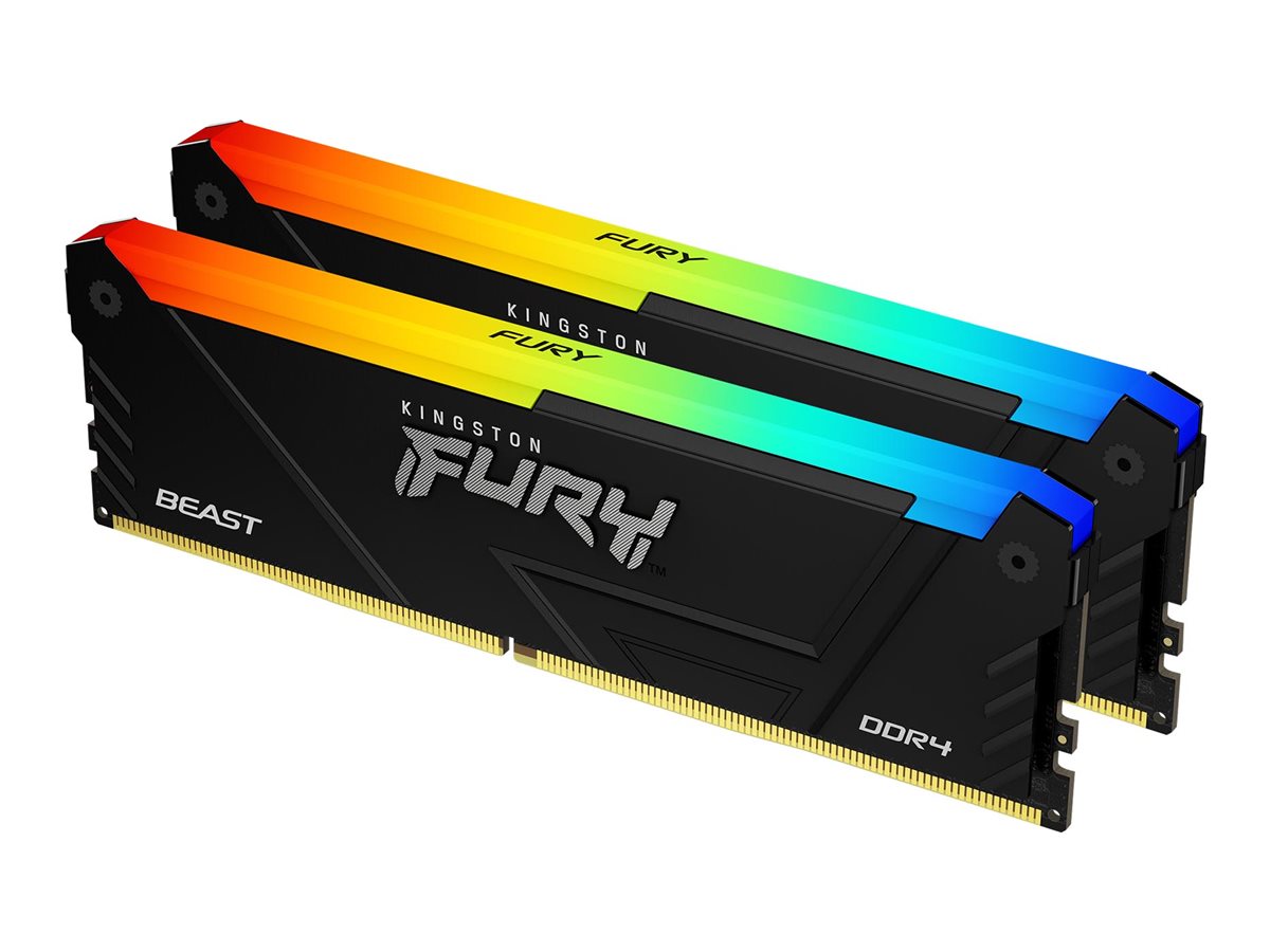 Kingston FURY Beast RGB - DDR4 - kit - 32 Go: 2 x 16 Go - DIMM 288 broches - 3600 MHz / PC4-28800 - CL18 - 1.35 V - mémoire sans tampon - non ECC - noir - KF436C18BB2AK2/32 - DDR4
