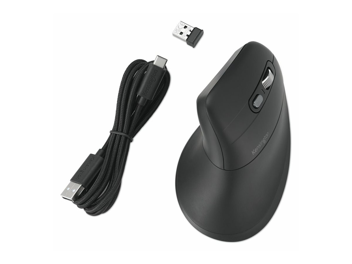 Kensington Pro Fit Ergo MY360 EQ - Souris - ergonomique - rechargeable - 5 boutons - sans fil - 2.4 GHz, Bluetooth - récepteur sans fil USB - boite de vente au détail - K72482WW - Souris