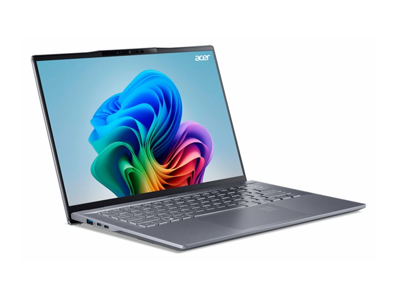 Acer Swift 14 AI SF14-11 - Conception de charnière à 180 degrés - Snapdragon X Plus - X1P-64-100 / jusqu'à 3.4 GHz - Win 11 Pro - Qualcomm Adreno - 16 Go RAM - 1.024 To SSD NVMe - 14.5" IPS 2560 x 1600 (WQXGA) @ 120 Hz - Wi-Fi 7, Bluetooth - gris acier - clavier : Français - NX.KZXEF.00B - Ordinateurs portables