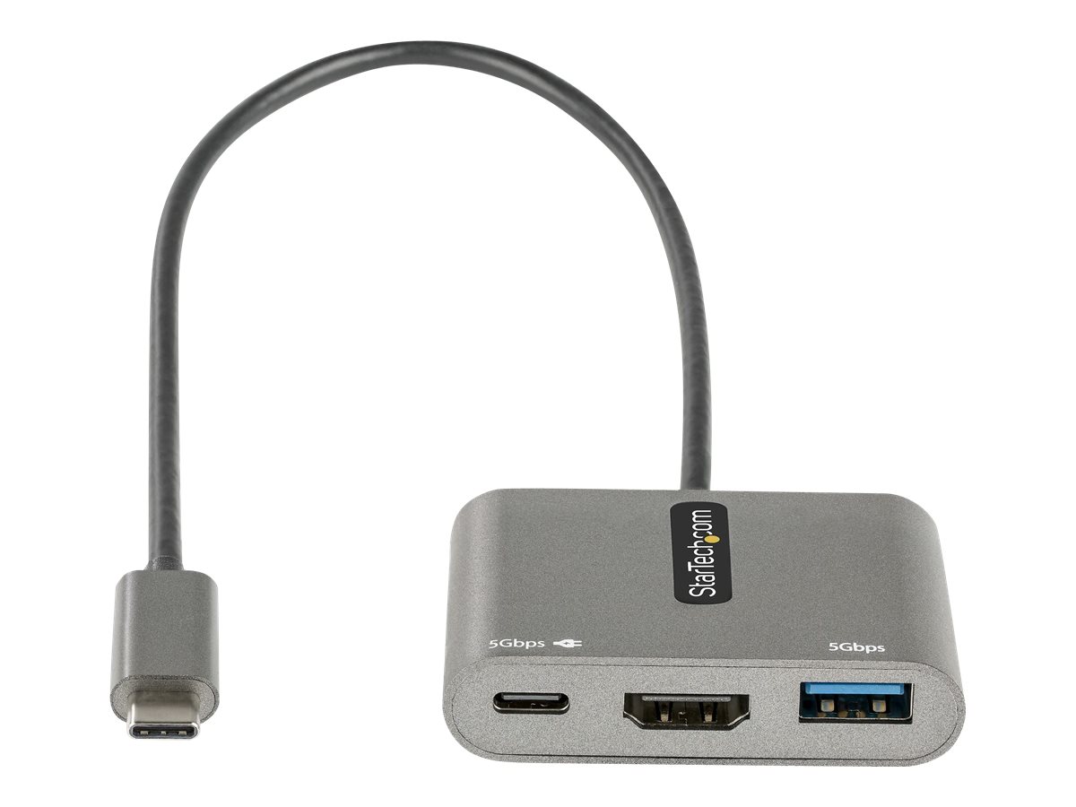 StarTech.com Adaptateur Multiport USB C - Adaptateur USB C vers HDMI 4K  60Hz - Hub USB A 3.2, 5Gbps à 3 ports - 100W Power Delivery PassTrough -  Dock USB C avec