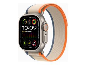 Apple Watch Ultra 2 - 49 mm - titane - montre intelligente avec Boucle Trail - tissage en nylon - orange/beige - taille du bracelet : M/L - 64 Go - Wi-Fi, LTE, UWB, Bluetooth - 4G - 61.4 g - MRF23NF/A - Montres intelligentes
