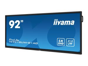 iiyama ProLite TE9218UWI-B1AG - Classe de diagonale 92" (91.5" visualisable) écran LCD rétro-éclairé par LED - signalétique numérique interactive - avec écran tactile (multi-touch) / capacité PC en option (slot-in) - 5K UHD (2160p) 5120 x 2160 - cadre noir avec finition mate - TE9218UWI-B1AG - Écrans LCD/LED grand format