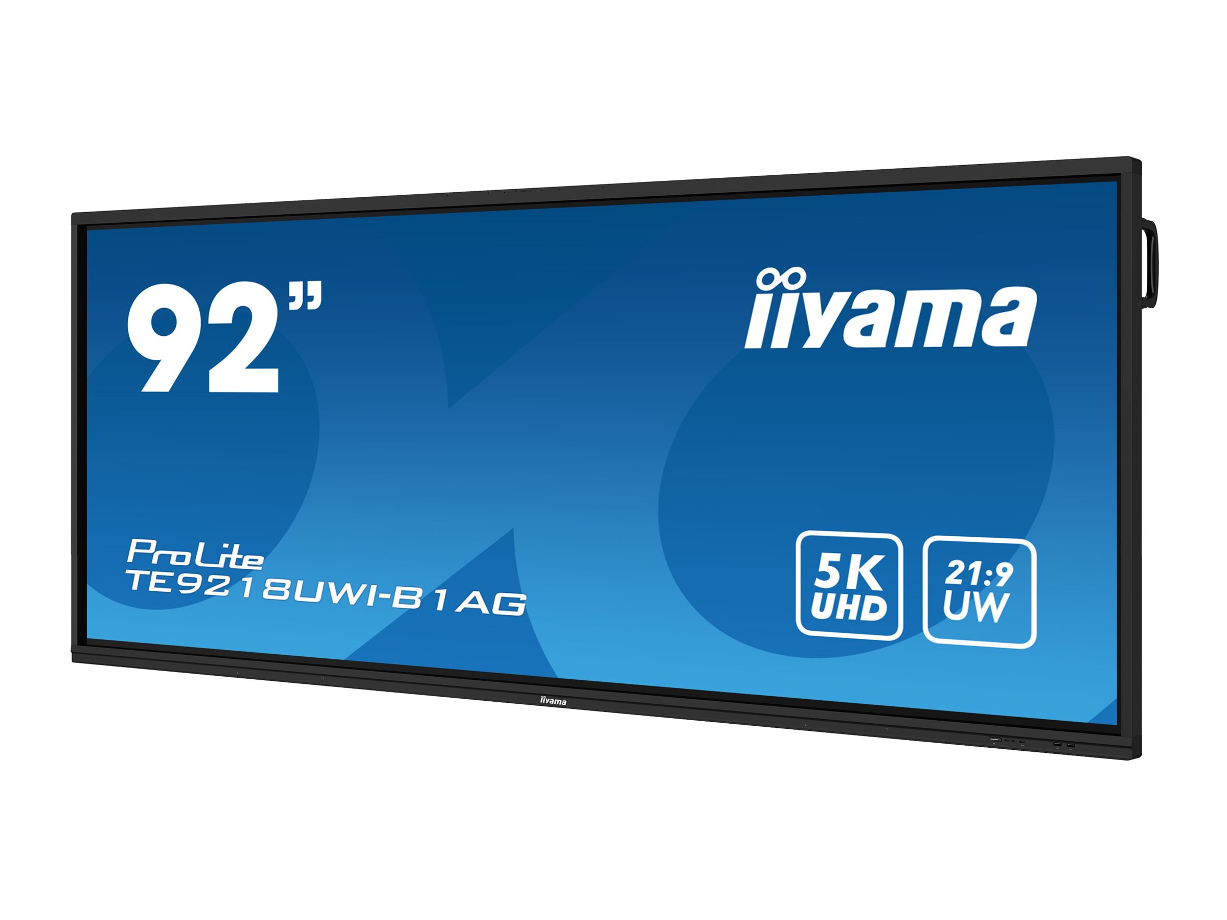 iiyama ProLite TE9218UWI-B1AG - Classe de diagonale 92" (91.5" visualisable) écran LCD rétro-éclairé par LED - signalétique numérique interactive - avec écran tactile (multi-touch) / capacité PC en option (slot-in) - 5K UHD (2160p) 5120 x 2160 - cadre noir avec finition mate - TE9218UWI-B1AG - Écrans LCD/LED grand format