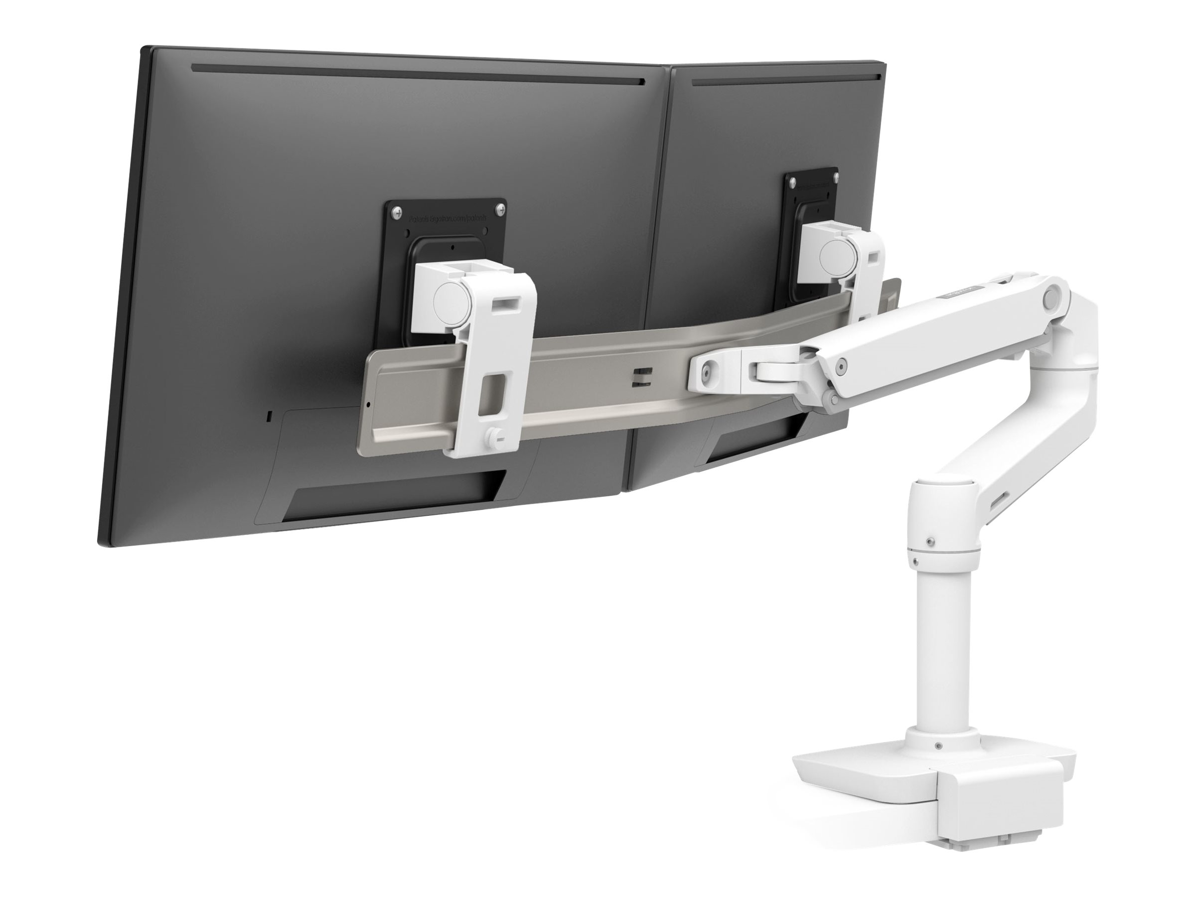 Ergotron LX Dual Direct - Kit de montage (bras articulé, poteau, 2 pivots, arc double affichage, base, pince en C à profil bas pour montage supérieur) - Technologie brevetée Constant Force - pour 2 écrans LCD - blanc - Taille d'écran : jusqu'à 25 pouces - montrable sur bureau - 45-609-216 - Accessoires pour écran