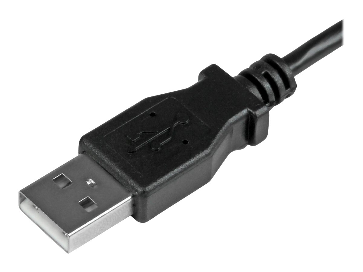 StarTech.com Câble de charge et synchronisation Micro USB de 2 m - Cordon USB-A vers Micro-B à angle gauche - M/M - 0,25 mm² - Câble USB - Micro-USB de type B (M) pour USB (M) - USB 2.0 - 2 m - connecteur à angle gauche, moulé - noir - pour P/N: USB2PCARBK, USB2PCARBKS, USBEXTAA10BK, USBEXTAA6BK, USBLT2PCARW, USBUB2PCARB - USBAUB2MLA - Câbles USB