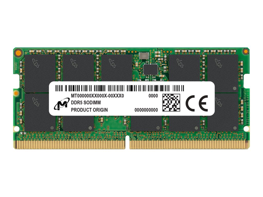 Micron - DDR5 - module - 32 Go - SO DIMM 262 broches - 4800 MHz / PC5-38400 - CL40 - 1.1 V - mémoire sans tampon - ECC - MTC20C2085S1TC48BR - Mémoire pour ordinateur portable