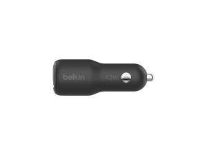 Belkin BOOST CHARGE - Adaptateur d'alimentation pour voiture - 42 Watt - PD 3.0, Fast Charge - 2 connecteurs de sortie (USB, 24 pin USB-C) - CCB005BTBK - Batteries et adaptateurs d'alimentation pour téléphone cellulaire