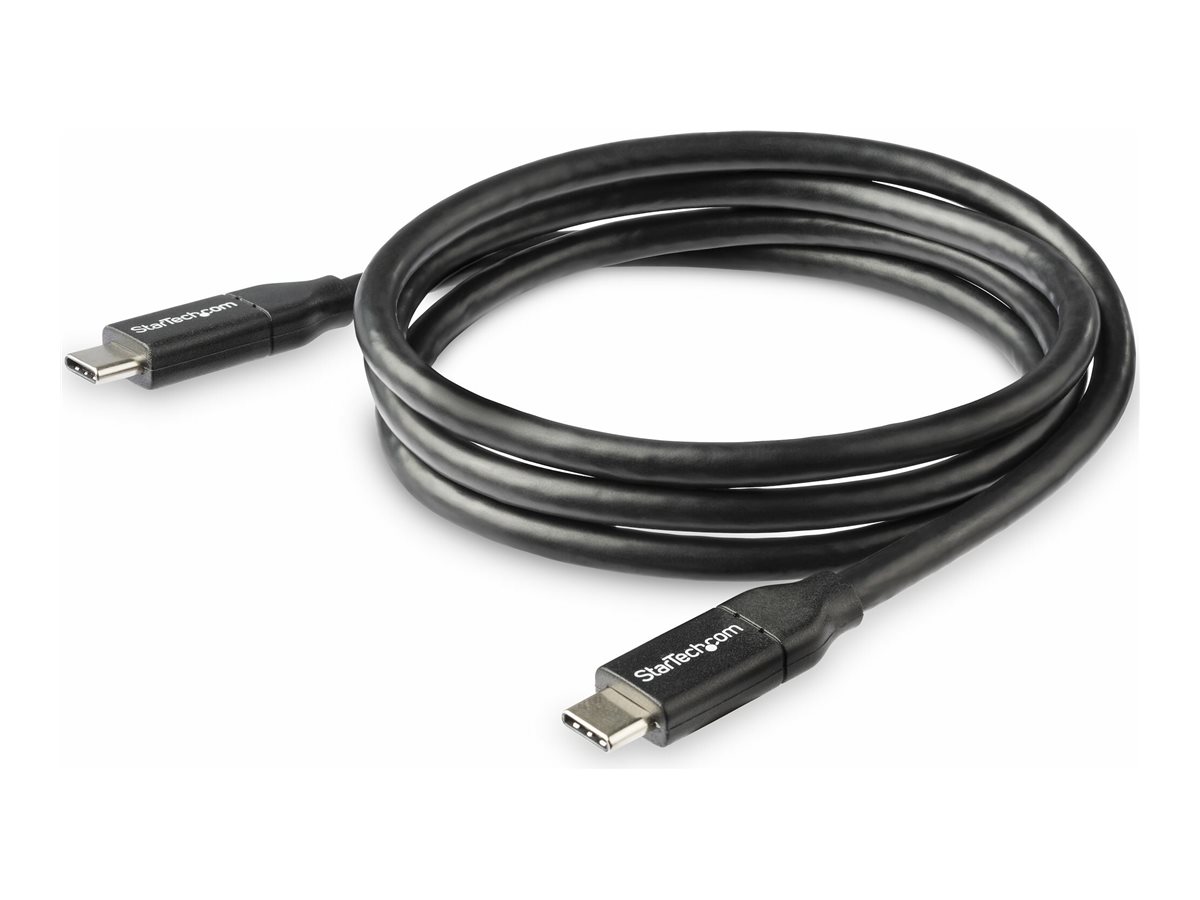 StarTech.com Câble USB-C vers USB-C avec Power Delivery 5A de 1 m - Cordon USB 2.0 Type-C certifié USB-IF - Noir - Câble USB - 24 pin USB-C (M) pour 24 pin USB-C (M) - Thunderbolt 3 / USB 2.0 - 5 A - 1 m - noir - USB2C5C1M - Câbles USB