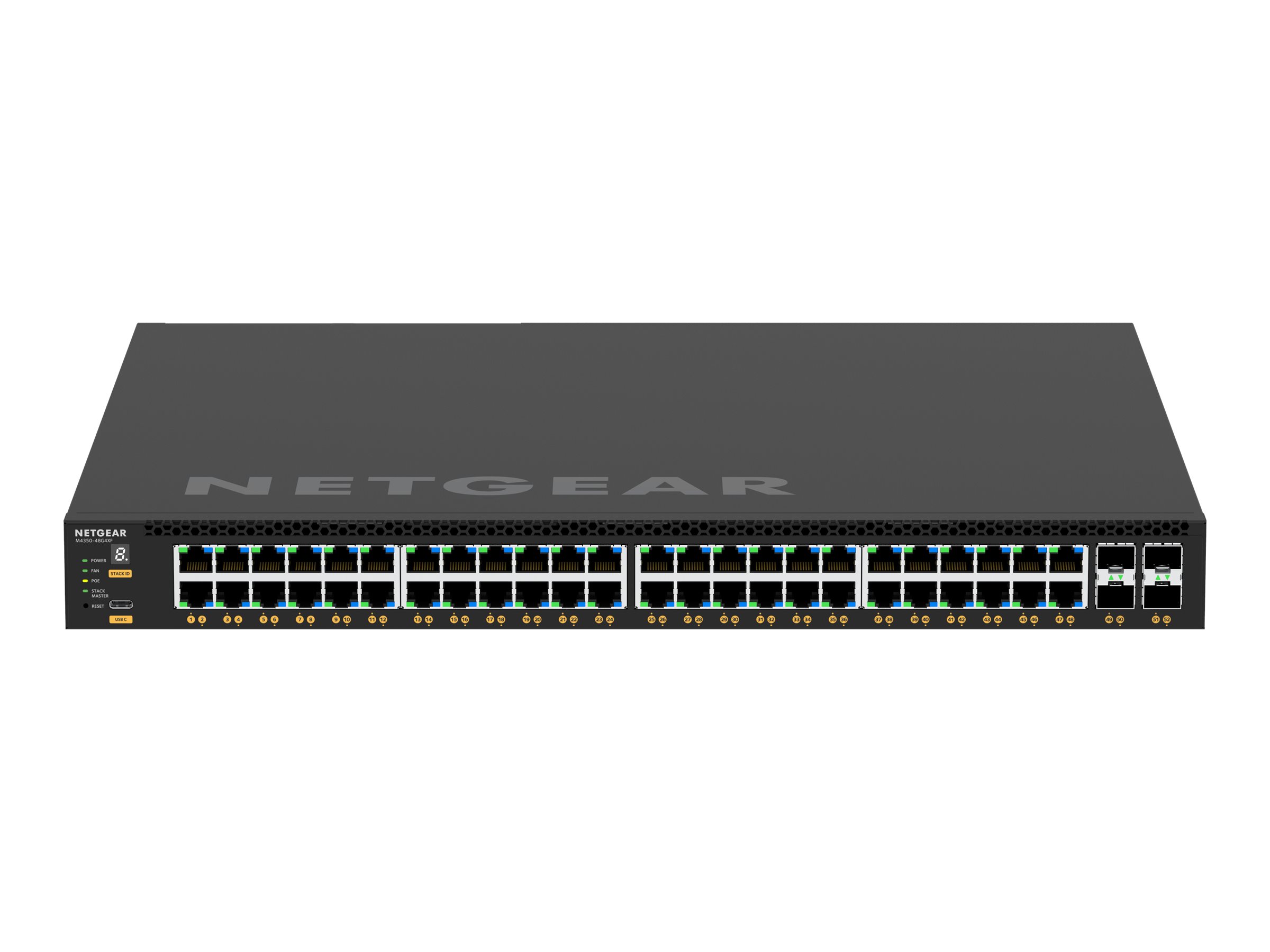 NETGEAR M4350-48G4XF - Commutateur - C3 - Géré - 48 x 10/100/1000 (PoE+) + 4 x 10 Gigabit SFP+ - flux d'air de l'avant vers l'arrière - Montable sur rack - PoE+ (1440 W) - GSM4352-100NES - Concentrateurs et commutateurs gigabit