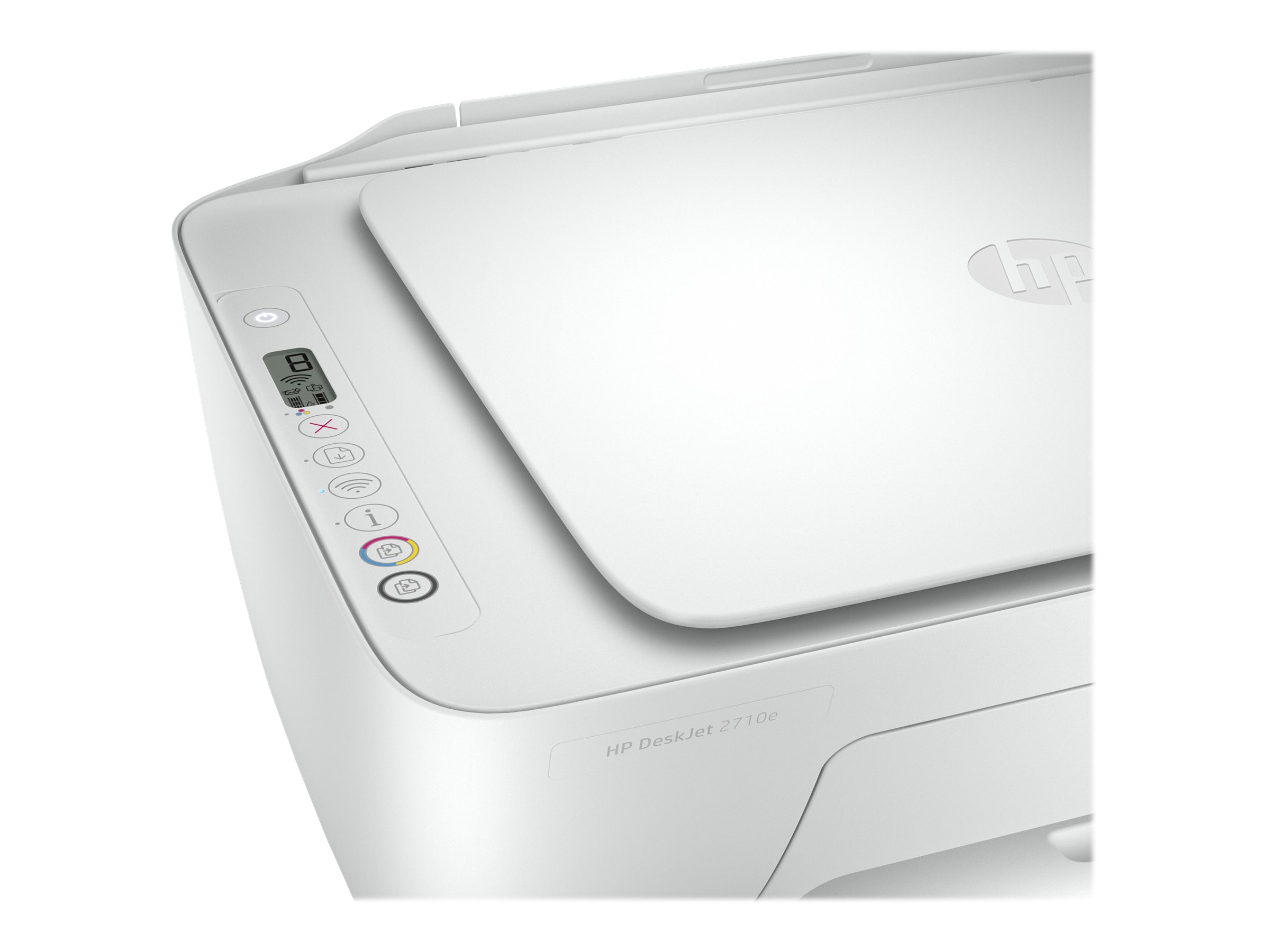 HP Deskjet 2710e All-in-One - Imprimante multifonctions - couleur - jet d'encre - 216 x 297 mm (original) - A4/Legal (support) - jusqu'à 6 ppm (copie) - jusqu'à 7.5 ppm (impression) - 60 feuilles - USB 2.0, Bluetooth, Wi-Fi(n) - blanc - Compatibilité HP Instant Ink - 26K72B#629 - Imprimantes multifonctions