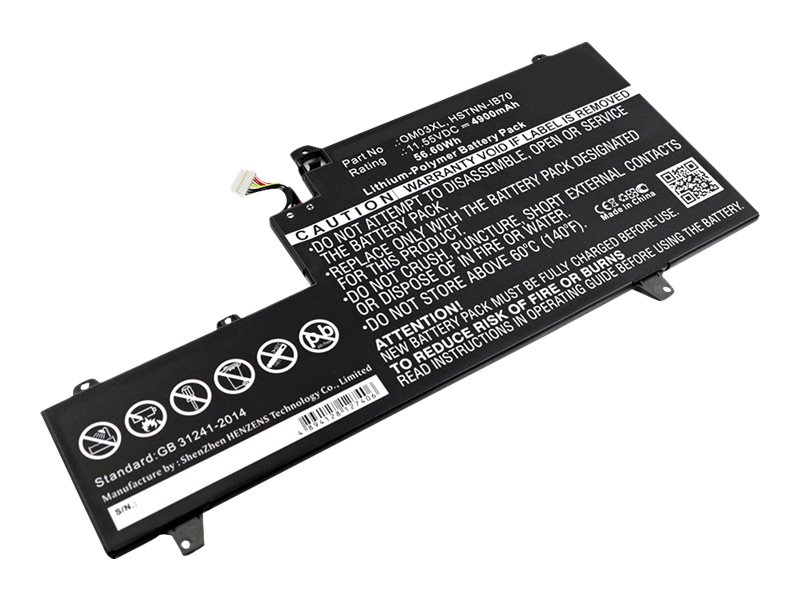 DLH - Batterie de portable (équivalent à : HP 863280-855, HP OM03XL, HP 0M03XL, HP OMO3XL, HP 863167-171, HP 863167-1B1, HP HSTNN-IB70, HP HSTNN-IB7O, HP OM03057XL) - lithium-polymère - 4900 mAh - 57 Wh - pour HP EliteBook x360 1030 G2 Notebook - HERD3884-B057Y4 - Batteries spécifiques