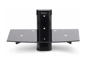 StarTech.com Floating Wall-Mounted AV Shelf, Adjustable Height Shelf For Under TV, Organize A/V Equipment On Black Tempered Glass Shelf - Étagère - pour composants audio/vidéo - aluminium, acier, plastique - noir - montable sur mur - 1B-WALL-MOUNT-SHELF - Matériel de priseencharge pour haut-parleurs