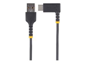 StarTech.com 3ft (1m) USB A to C Charging Cable Right Angle, Heavy Duty Fast Charge USB-C Cable, USB 2.0 A to Type-C, Durable and Rugged Aramid Fiber, 3A, S20/iPad/Pixel - High Quality USB Charging Cord (R2ACR-1M-USB-CABLE) - Câble USB - USB (M) droit pour 24 pin USB-C (M) angle droit - USB 2.0 - 3 A - 1 m - noir - R2ACR-1M-USB-CABLE - Câbles USB