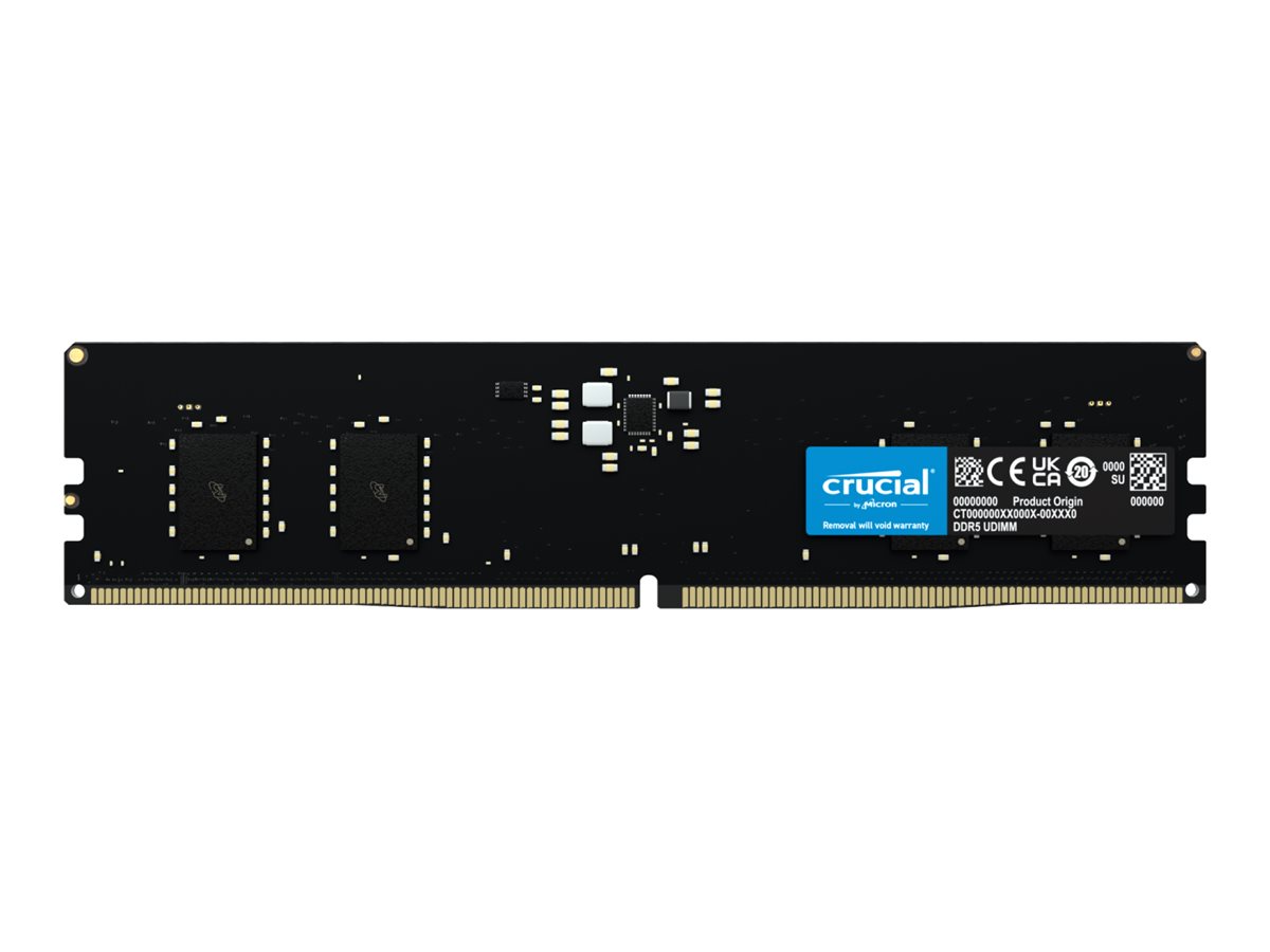 Crucial - DDR5 - module - 8 Go - DIMM 288 broches - 5600 MHz / PC5-44800 - CL46 - 1.1 V - mémoire sans tampon - on-die ECC - noir - CT8G56C46U5 - DDR5