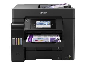 Epson EcoTank ET-5850 - Imprimante multifonctions - couleur - jet d'encre - A4 (210 x 297 mm) (original) - A4 (support) - jusqu'à 25 ppm (impression) - 550 feuilles - 33.6 Kbits/s - USB 2.0, LAN, Wi-Fi(ac) - noir - C11CJ29401 - Imprimantes multifonctions