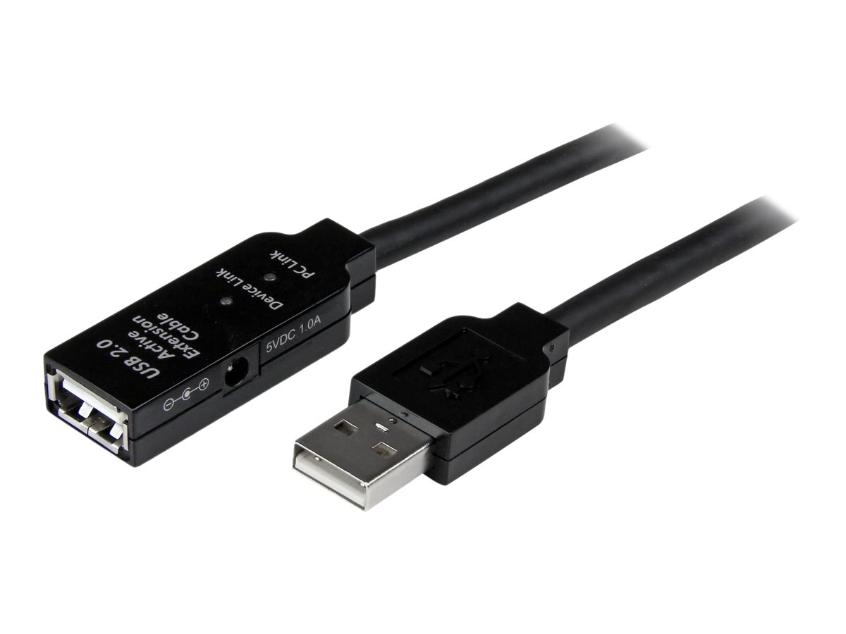 StarTech.com Câble d'extension USB 2.0 actif 20 m - M/F - Rallonge de câble USB - USB (M) pour USB (F) - USB 2.0 - 20 m - actif - noir - pour P/N: SVA5H2NEUA, UUSBOTG - USB2AAEXT20M - Câbles USB