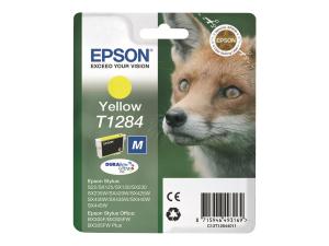 Epson T1284 - Taille M - jaune - original - emballage coque avec alarme radioélectrique/ acoustique - cartouche d'encre - pour Stylus S22, SX230, SX235, SX420, SX430, SX435, SX438, SX440, SX445; Stylus Office BX305 - C13T12844022 - Cartouches d'imprimante